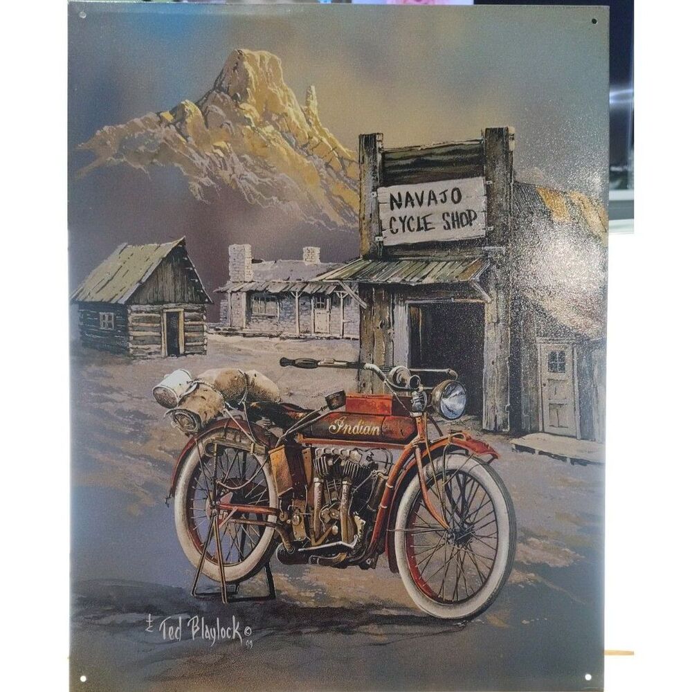 Indian Motorcycle Shop Decorative Metal Tin Sign Made in USA 2002